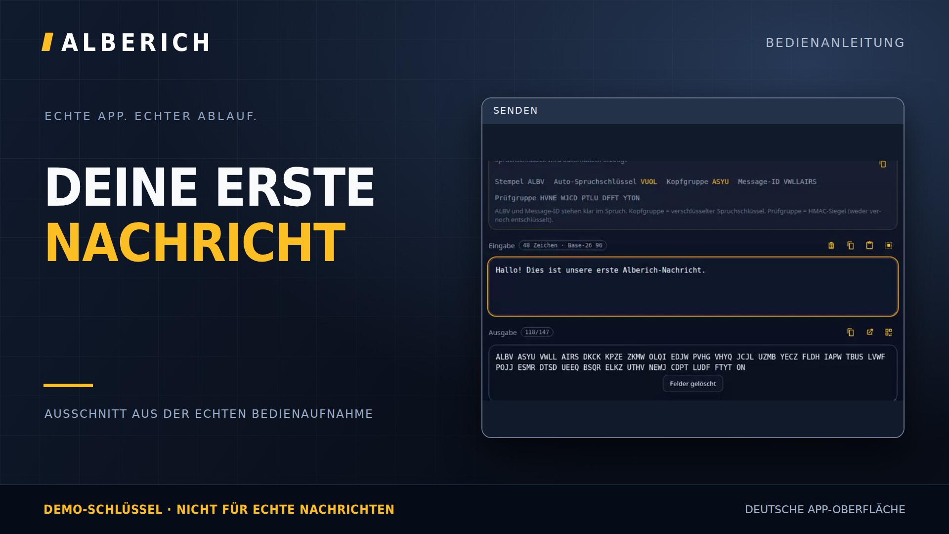 Standbild aus dem Erklärvideo: erste Nachricht in Alberich